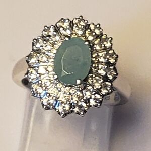 NWOT Genuine Grandidierite & White Zircon Halo Ring